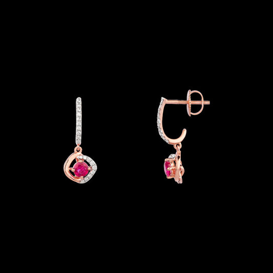 18K Rose Gold Diamond Earrings - 0.238ct VVS-VS-GH with Colour Stones