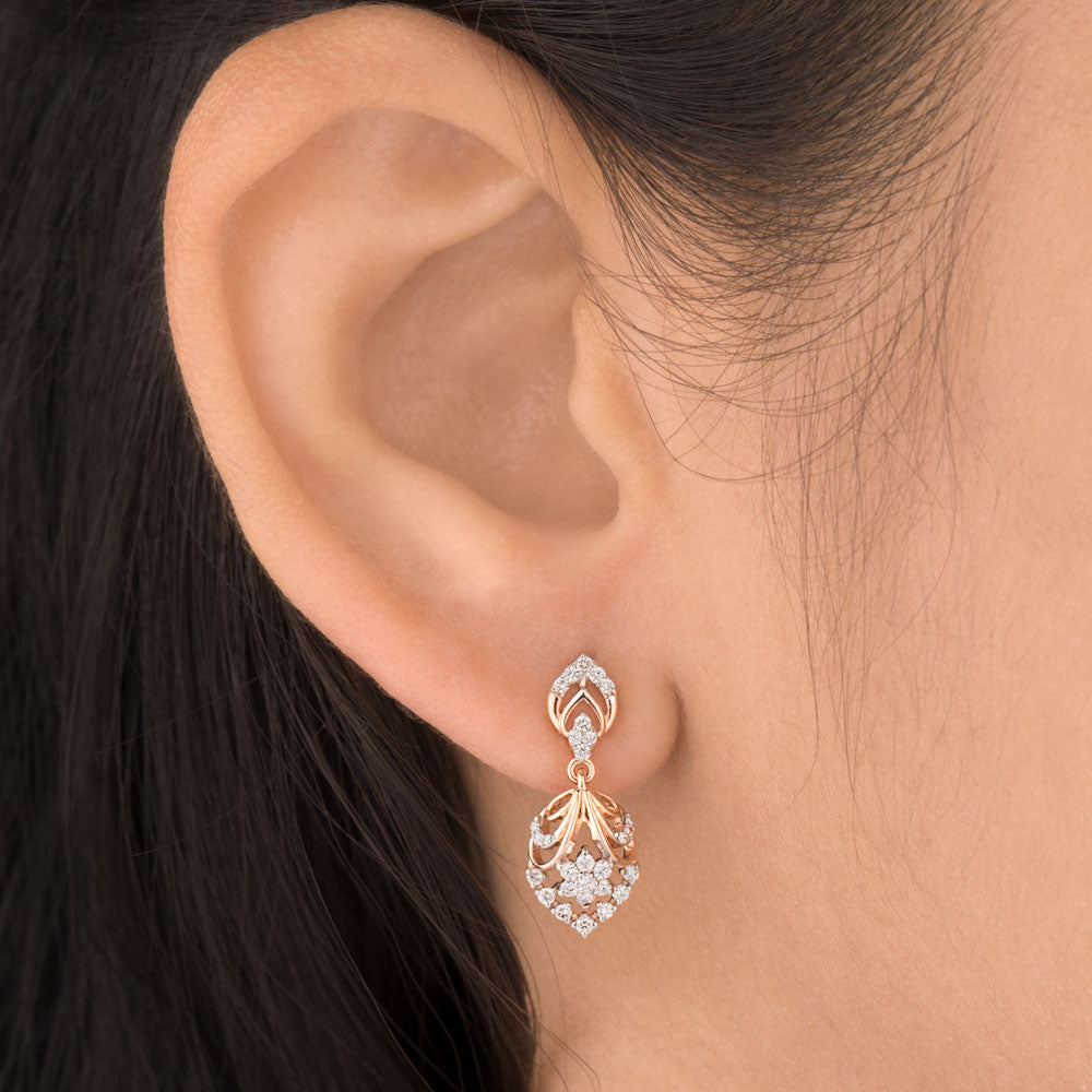 18K Rose Gold Diamond Earrings - 0.324ct VVS-VS-GH