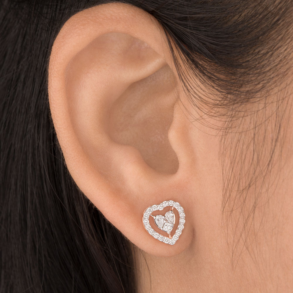 18K Rose Gold Diamond Earrings - 0.561ct VVS-VS-GH