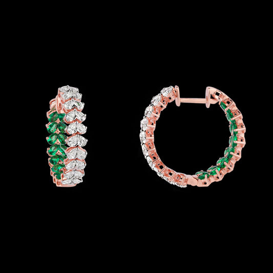 14K Rose Gold Diamond Earrings - 1.5ct VVS-FG with Colour Stones