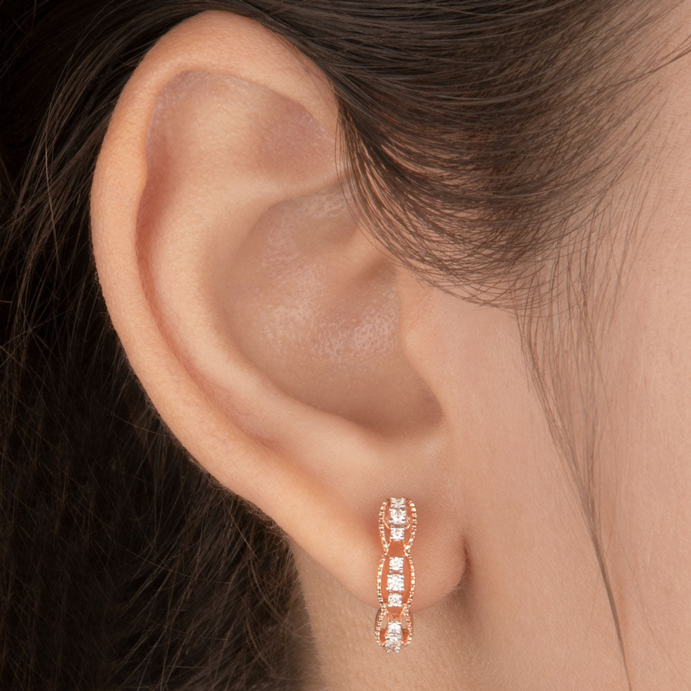 14K Rose Gold Diamond Earrings - 0.19ct SI-GH