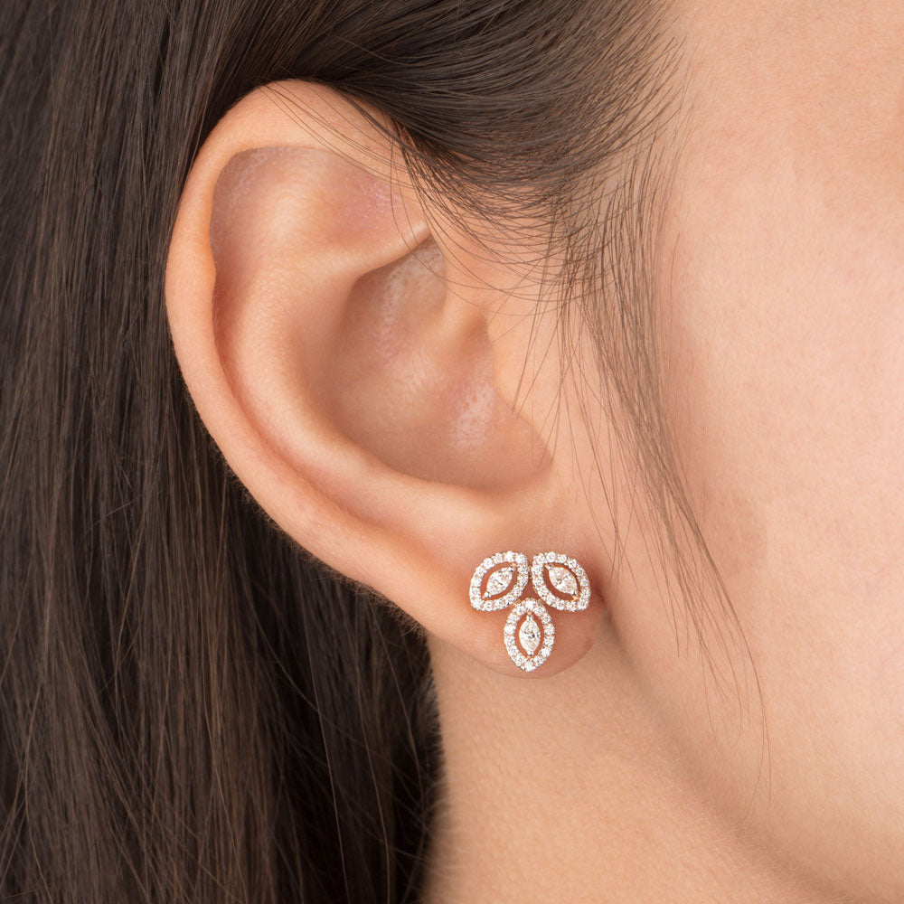 18K Rose Gold Diamond Earrings - 0.55ct VS-SI-FG