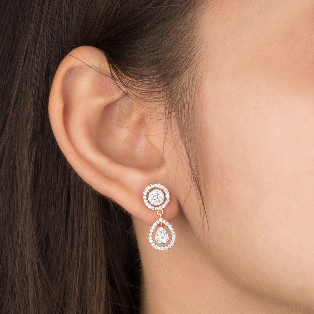 14K Rose Gold Diamond Earrings - 0.9ct VVS-VS-GH