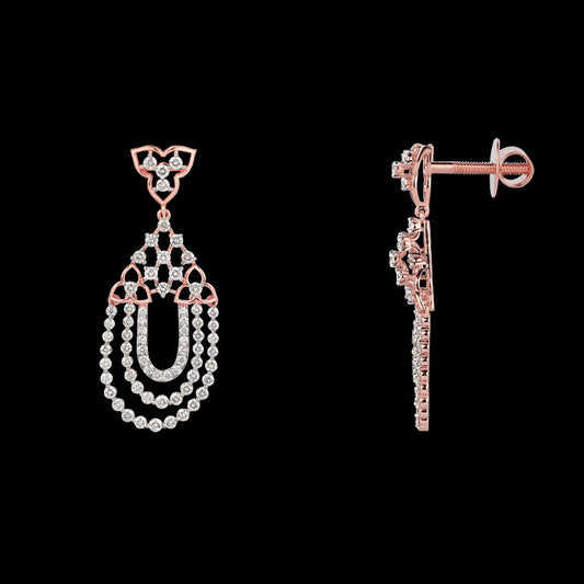 14K Rose Gold Diamond Earrings - 3.45ct SI-HI