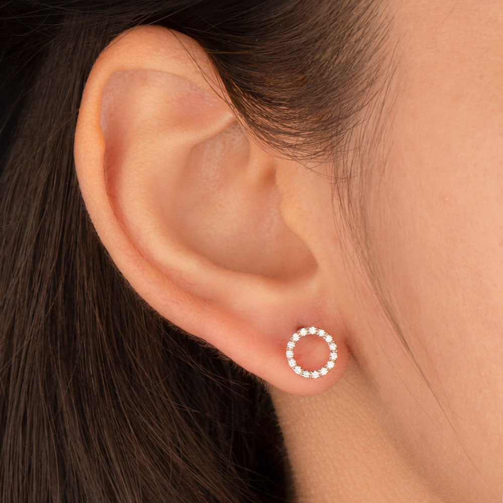 14K Rose Gold Diamond Earrings - 0.15ct VS-GH