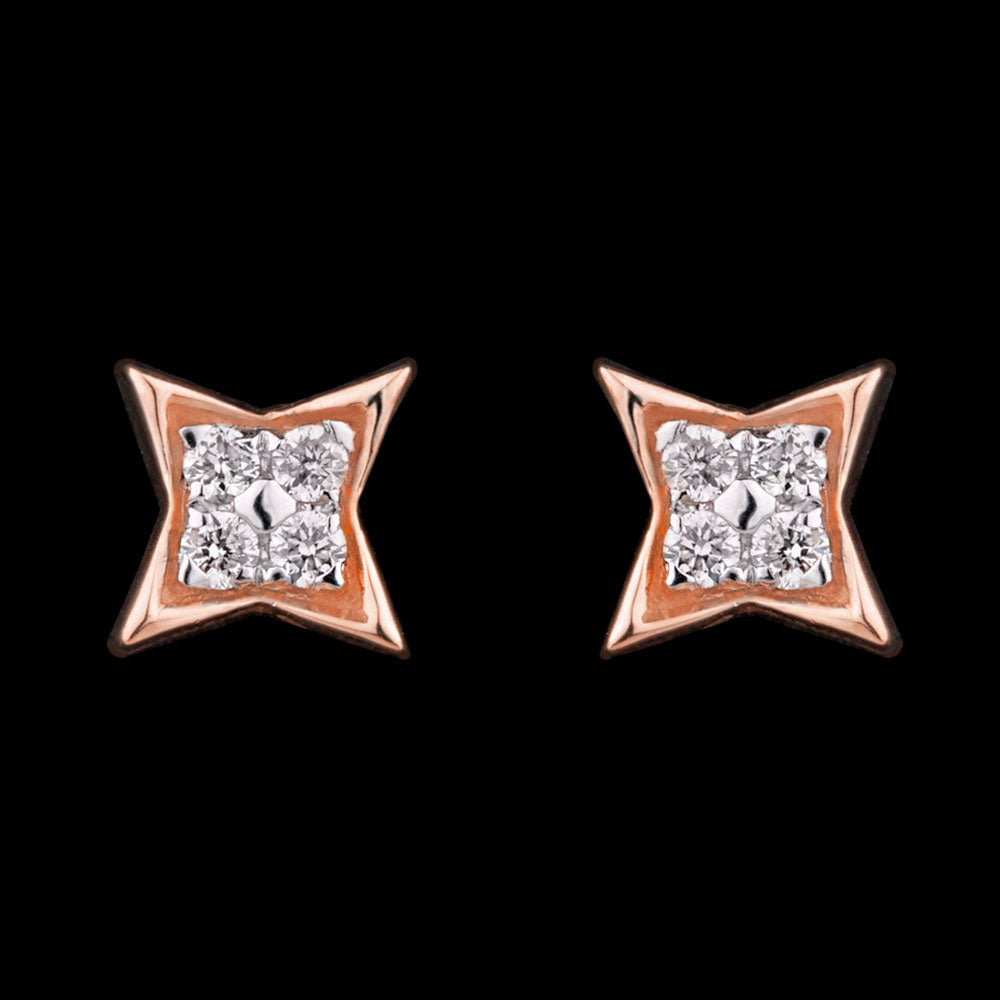 14K Rose Gold Diamond Earrings - 0.12ct SI-GH