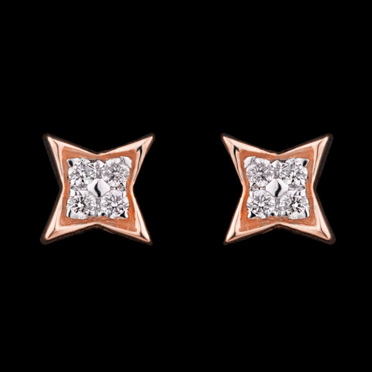 14K Rose Gold Diamond Earrings - 0.12ct SI-GH