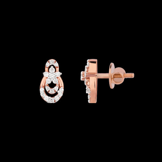 18K Rose Gold Diamond Earrings - 0.185ct VS-SI-EF
