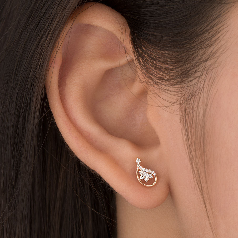 18K Rose Gold Diamond Earrings - 0.127ct VS-SI-EF