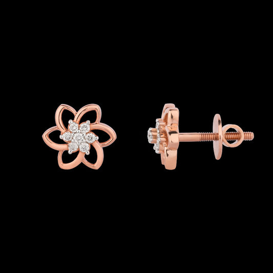 18K Rose Gold Diamond Earrings - 0.101ct VS-SI-EF