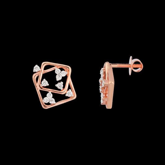 14K Rose Gold Diamond Earrings - 0.138ct VS-SI-EF