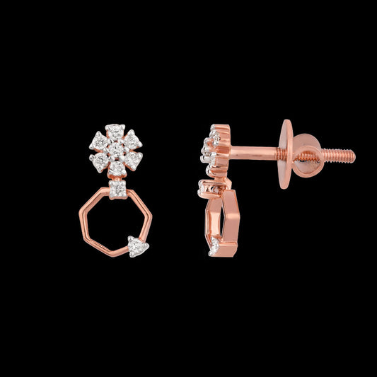 18K Rose Gold Diamond Earrings - 0.14ct VVS-VS-HI