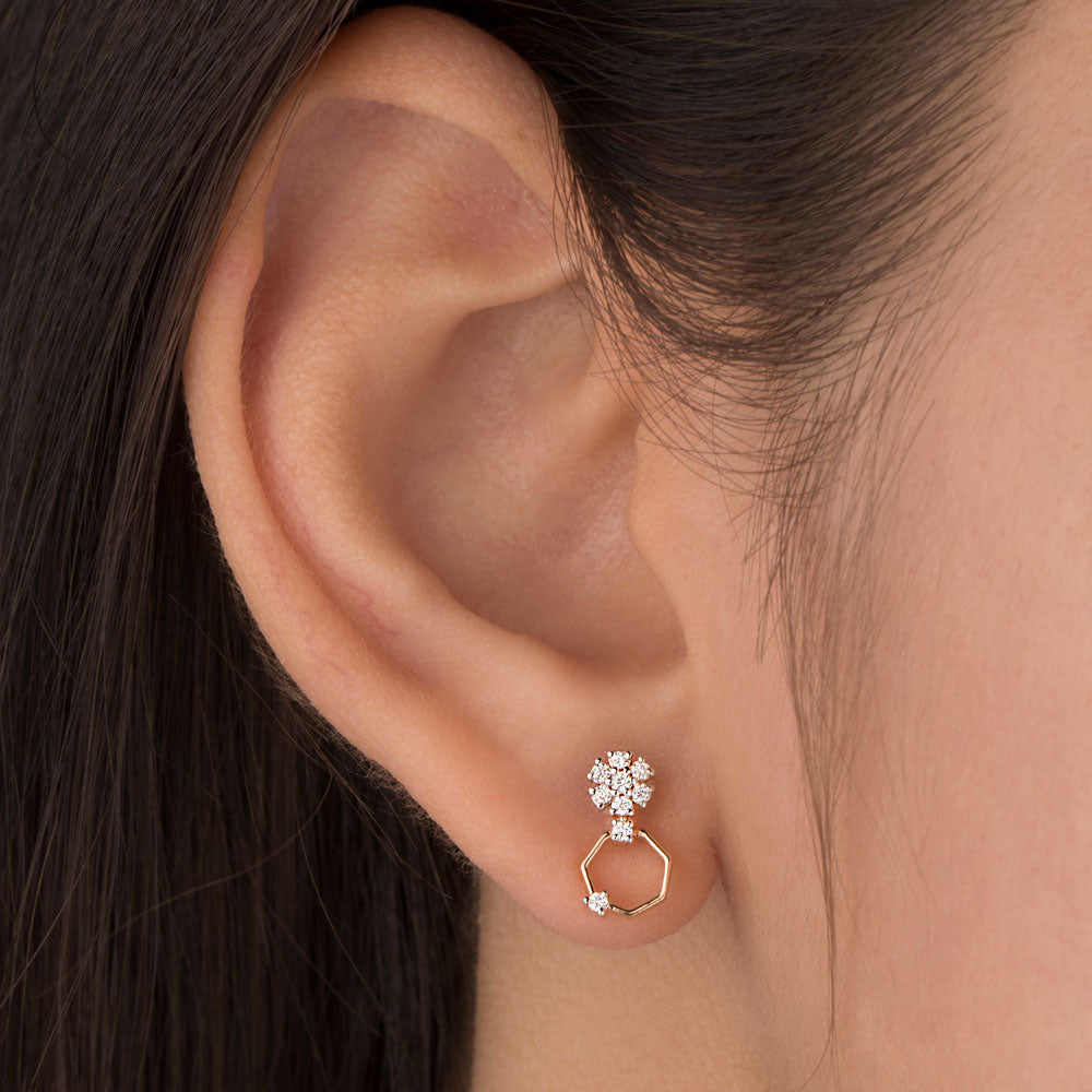 18K Rose Gold Diamond Earrings - 0.14ct VVS-VS-HI