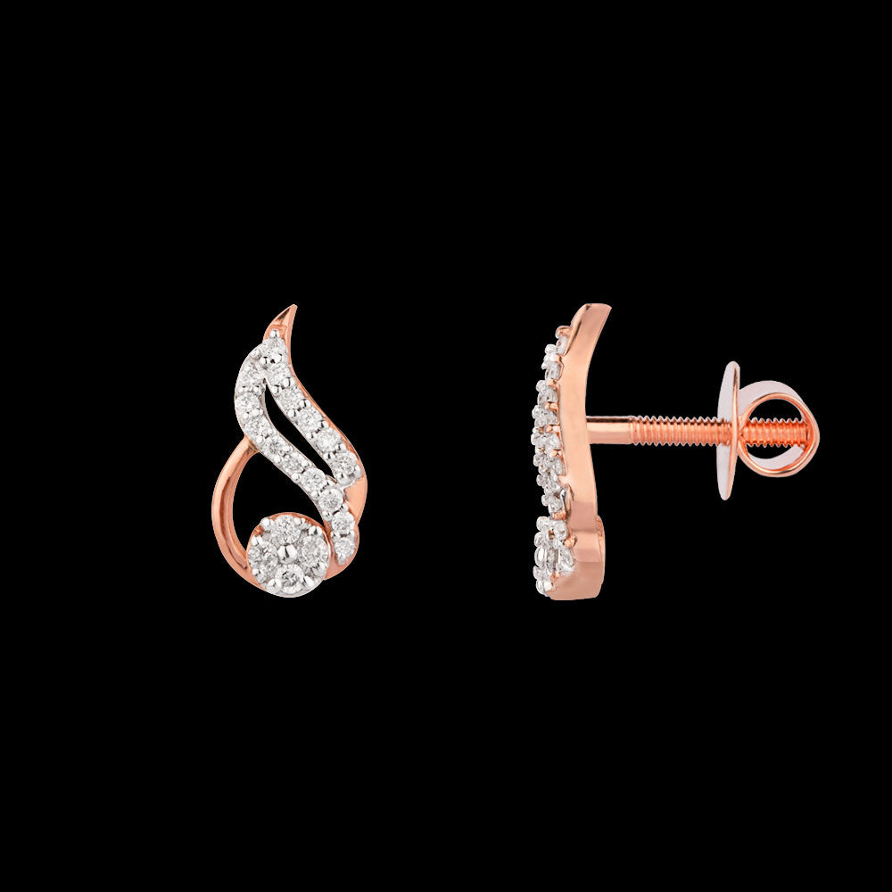 18K Rose Gold Diamond Earrings - 0.17ct VS-SI-EF