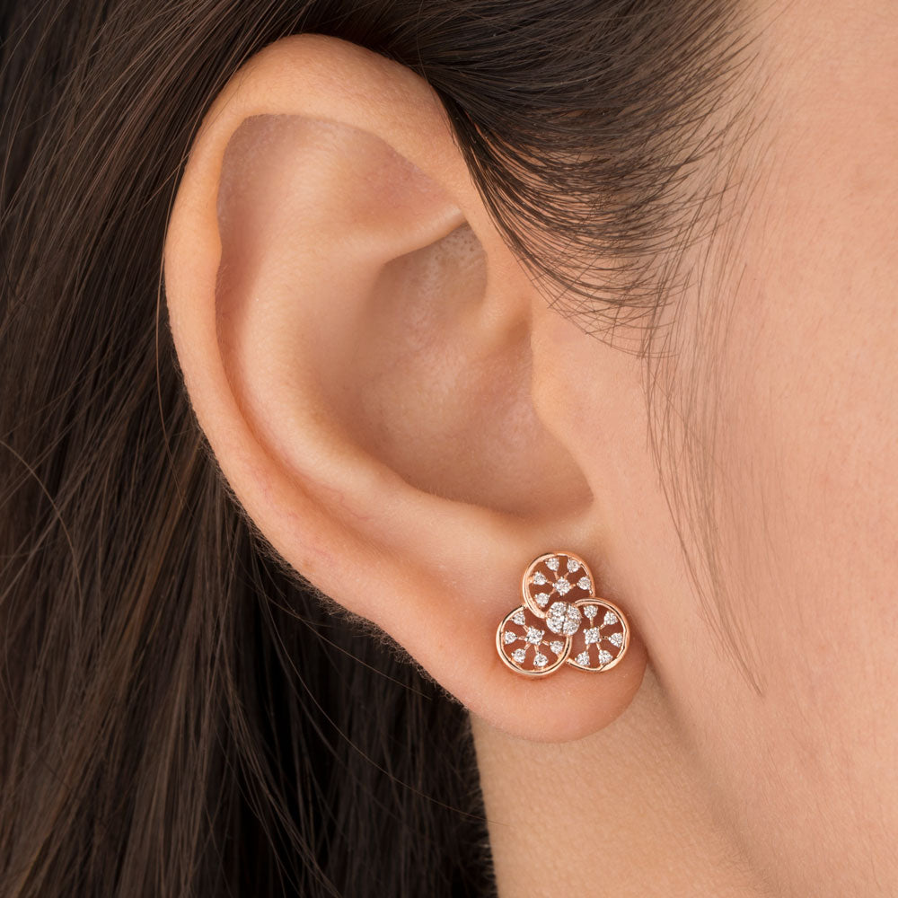 14K Rose Gold Diamond Earrings - 0.203ct VVS-VS-IJ