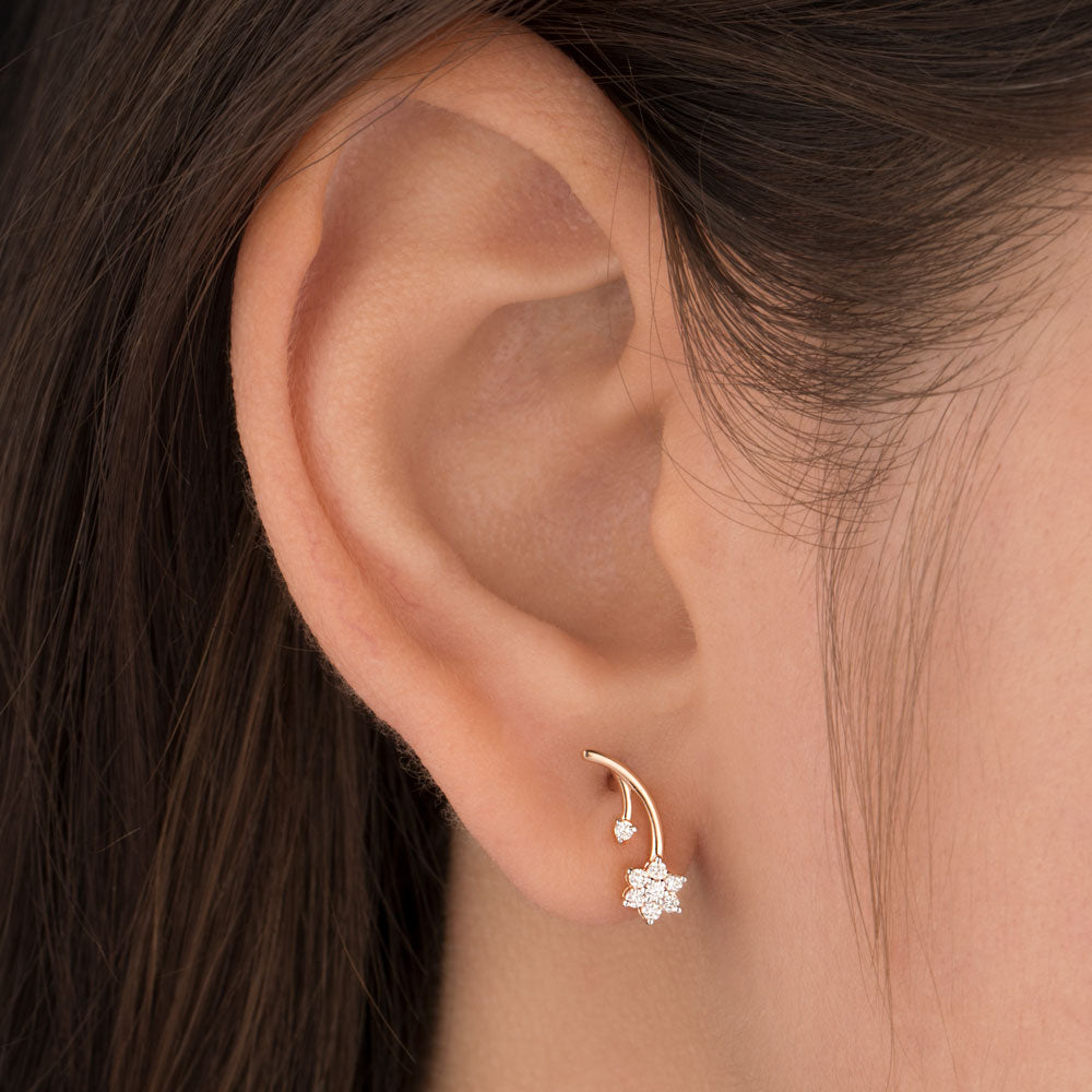 18K Rose Gold Diamond Earrings - 0.129ct VS-SI-HI