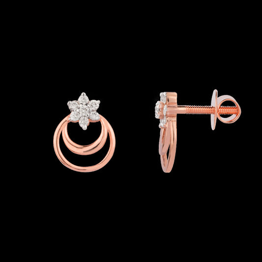 14K Rose Gold Diamond Earrings - 0.113ct VS-SI-HI