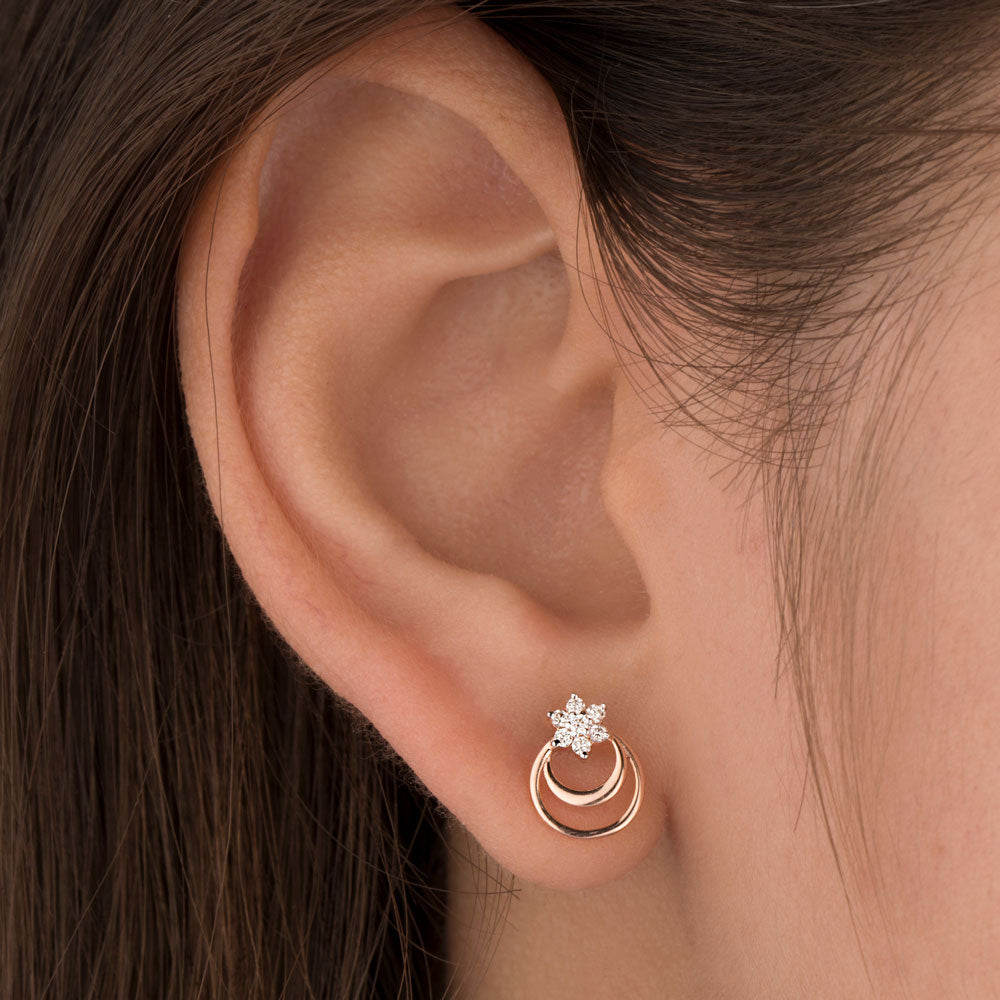 14K Rose Gold Diamond Earrings - 0.113ct VS-SI-HI