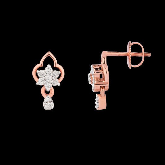 18K Rose Gold Diamond Earrings - 0.134ct VVS-VS-IJ