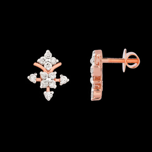 18K Rose Gold Diamond Earrings - 0.157ct VS-SI-HI