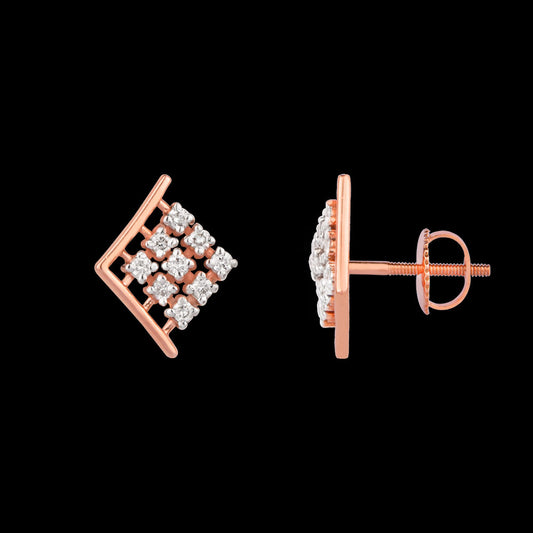 14K Rose Gold Diamond Earrings - 0.122ct VVS-VS-IJ
