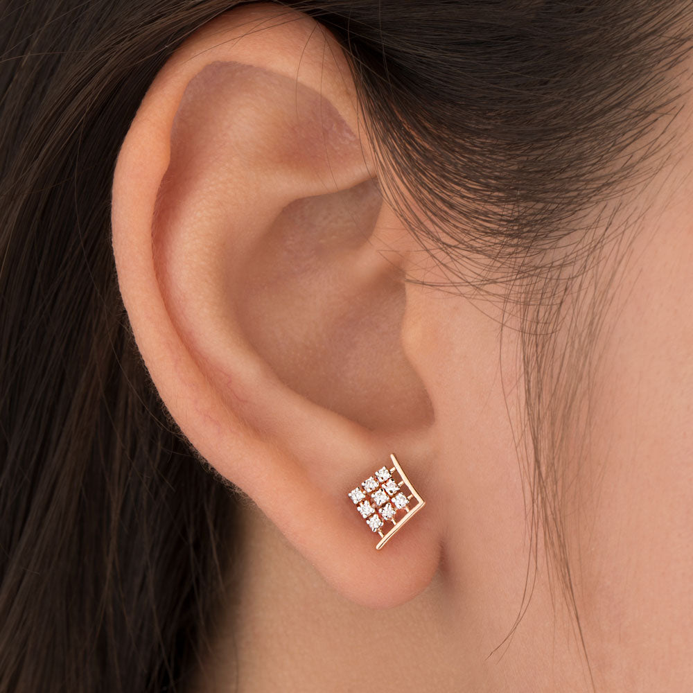 14K Rose Gold Diamond Earrings - 0.122ct VVS-VS-IJ