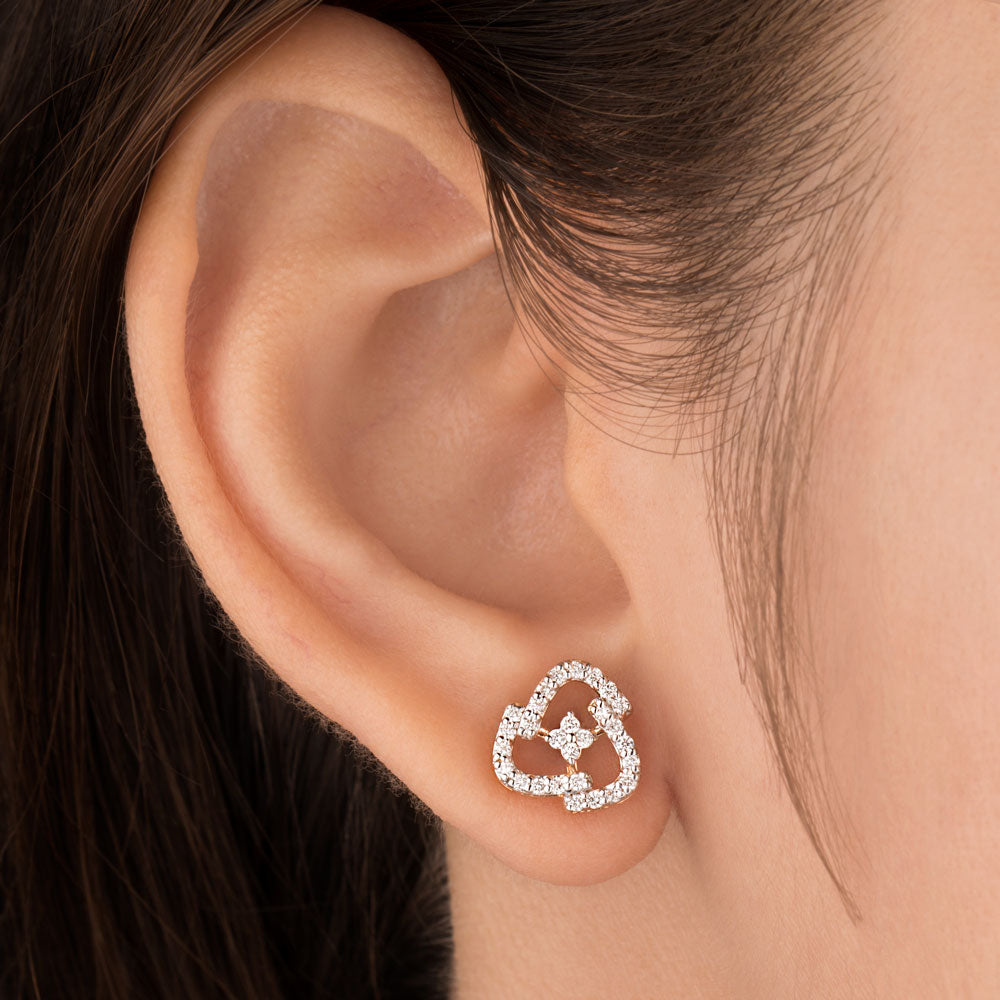 18K Rose Gold Diamond Earrings - 0.384ct VS-SI-FG