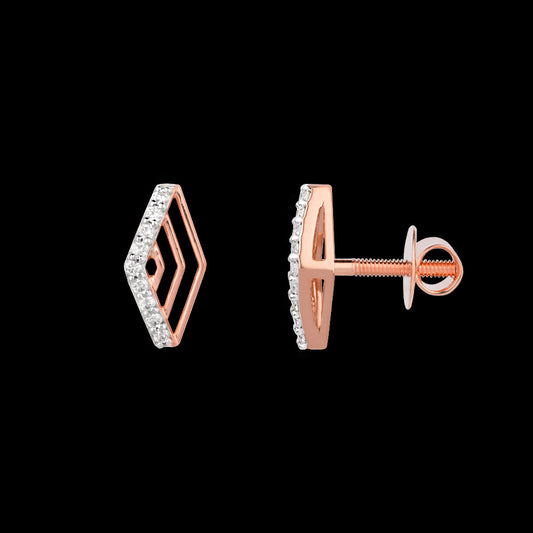 18K Rose Gold Diamond Earrings - 0.129ct VS-SI-FG