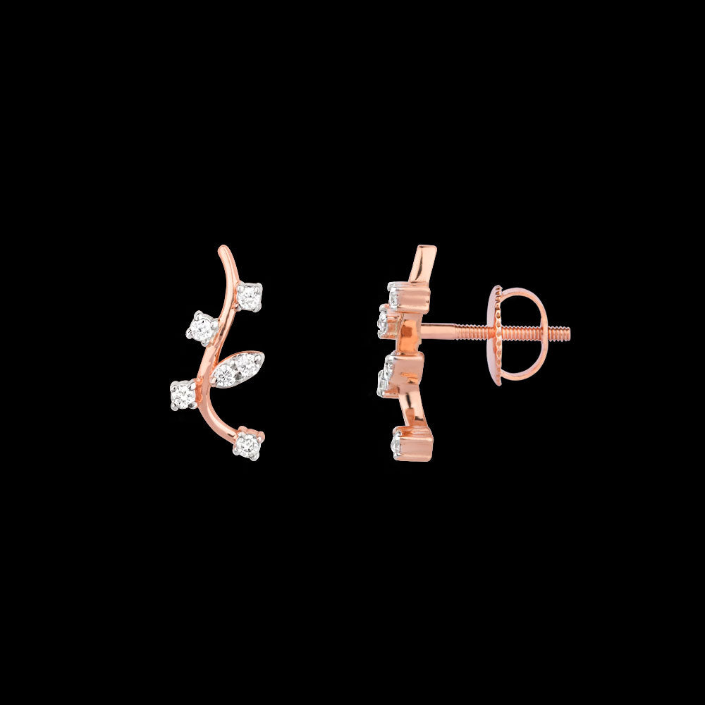 18K Rose Gold Diamond Earrings - 0.085ct VS-SI-FG