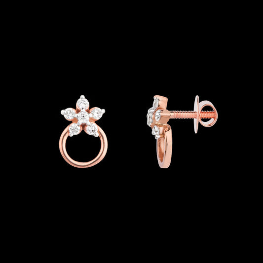 18K Rose Gold Diamond Earrings - 0.088ct VS-SI-FG