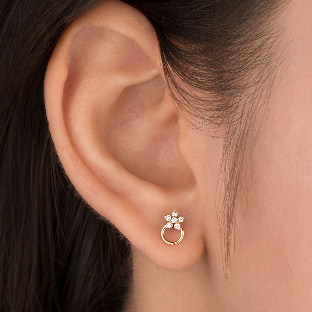 18K Rose Gold Diamond Earrings - 0.088ct VS-SI-FG