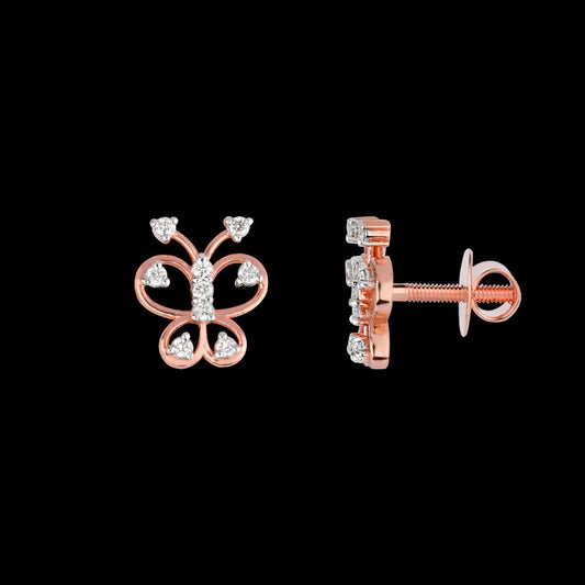 18K Rose Gold Diamond Earrings - 0.129ct VS-SI-FG