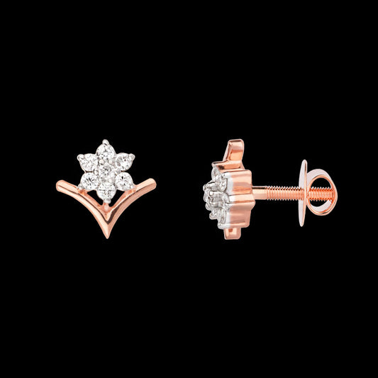 18K Rose Gold Diamond Earrings - 0.1ct VS-SI-FG
