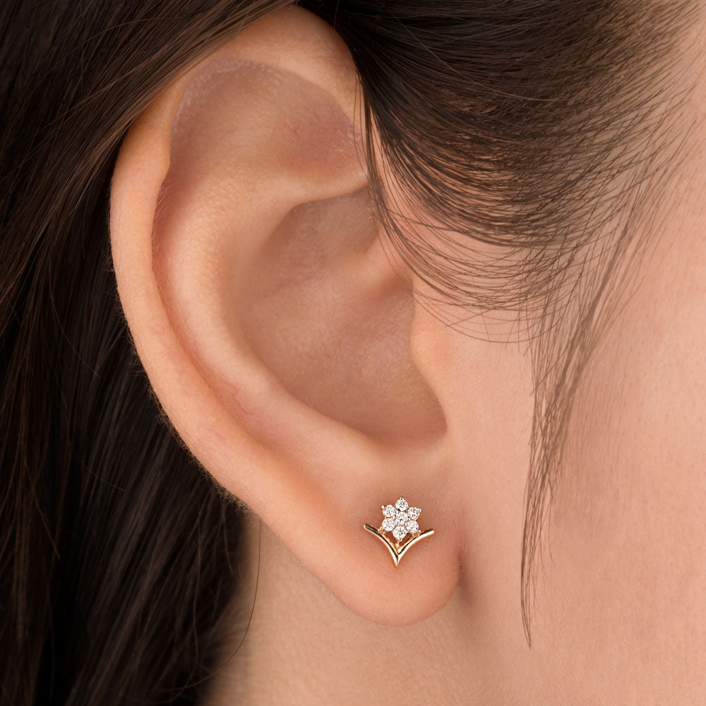18K Rose Gold Diamond Earrings - 0.1ct VS-SI-FG