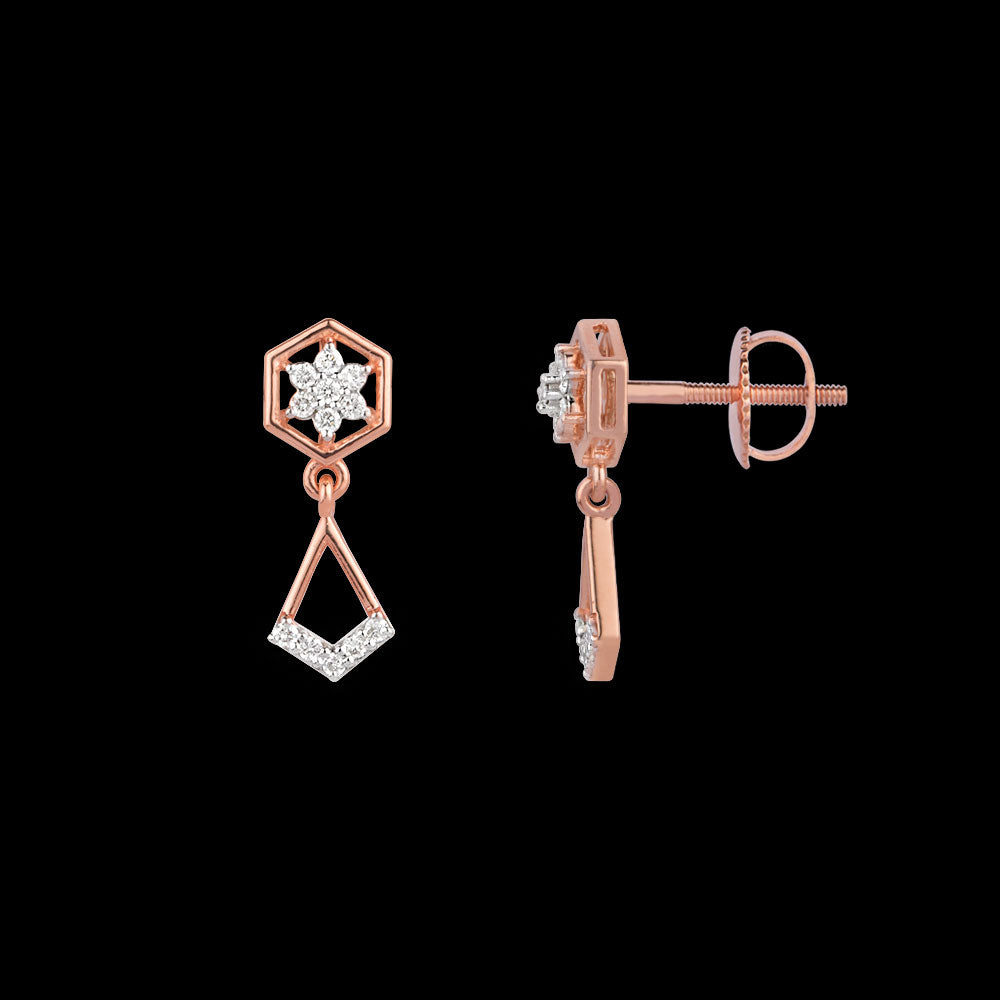 18K Rose Gold Diamond Earrings - 0.168ct VS-SI-FG