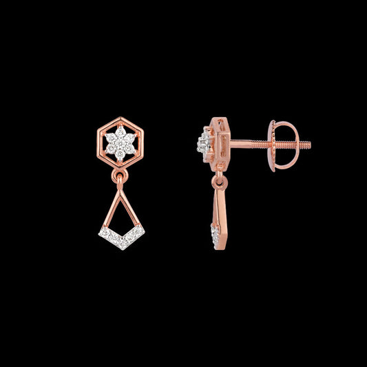 18K Rose Gold Diamond Earrings - 0.168ct VS-SI-FG
