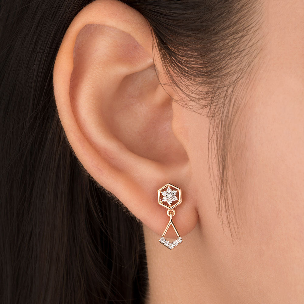 18K Rose Gold Diamond Earrings - 0.168ct VS-SI-FG