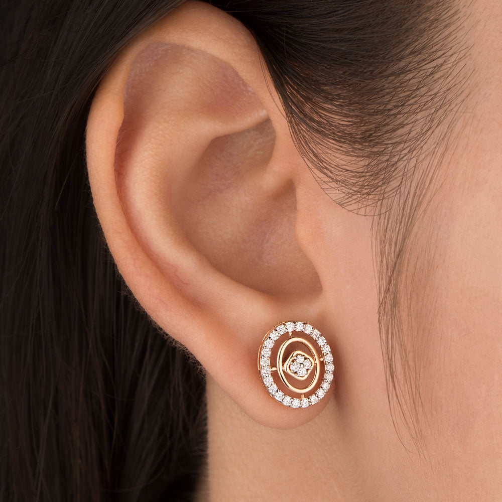 18K Rose Gold Diamond Earrings - 0.401ct VS-SI-FG