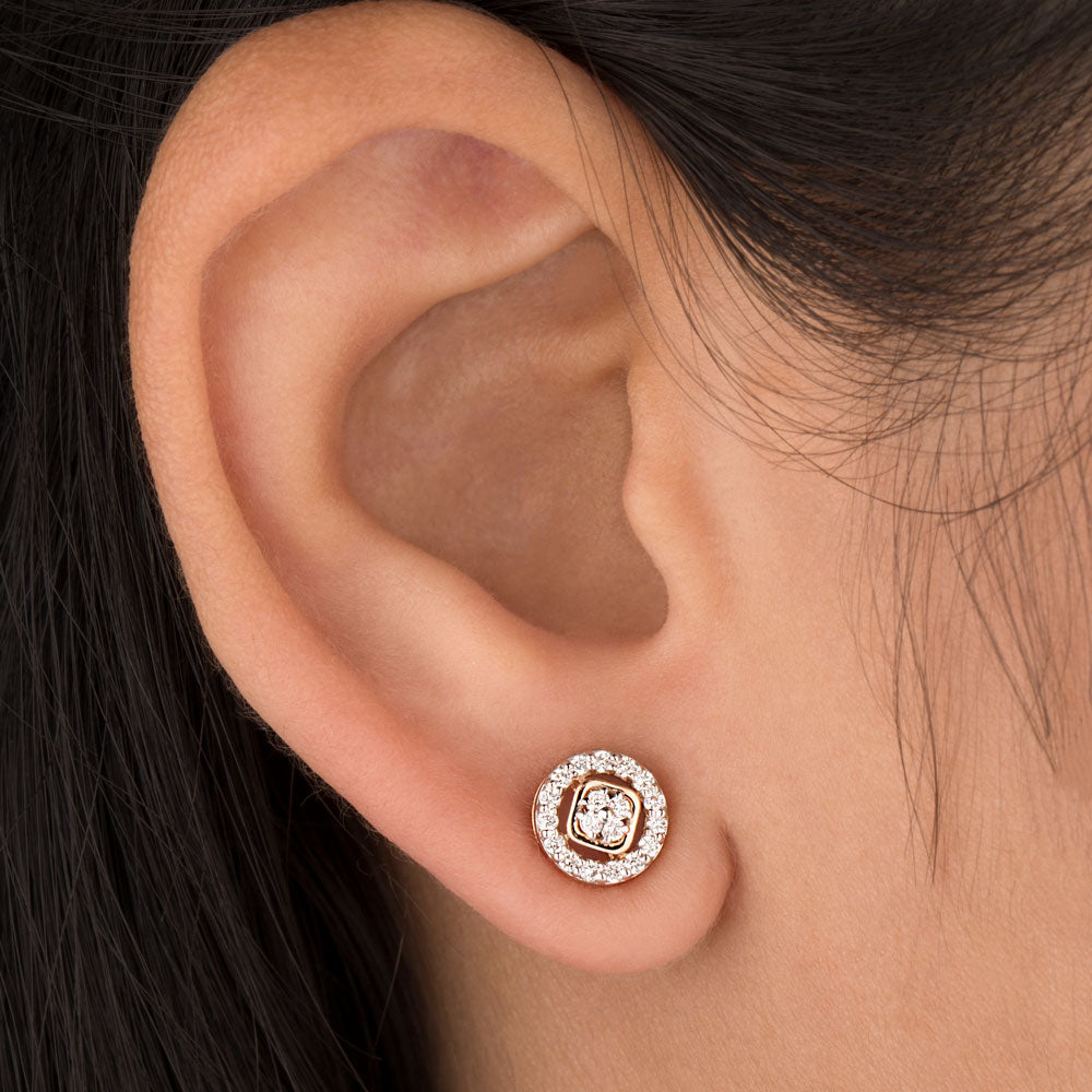 18K Rose Gold Diamond Earrings - 0.253ct VS-SI-FG