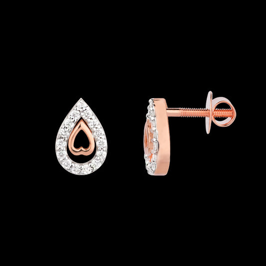 18K Rose Gold Diamond Earrings - 0.203ct VS-SI-FG