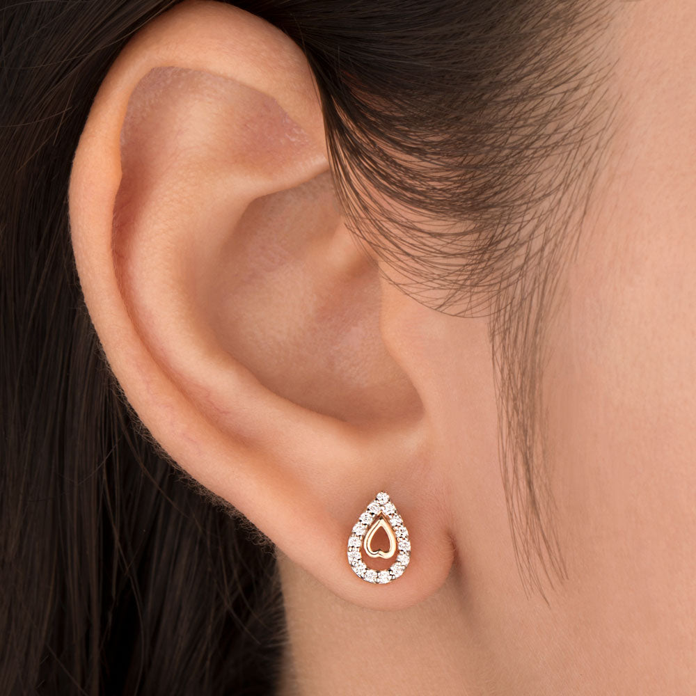 18K Rose Gold Diamond Earrings - 0.203ct VS-SI-FG