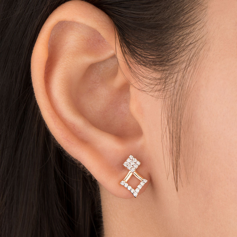 18K Rose Gold Diamond Earrings - 0.256ct VS-SI-FG