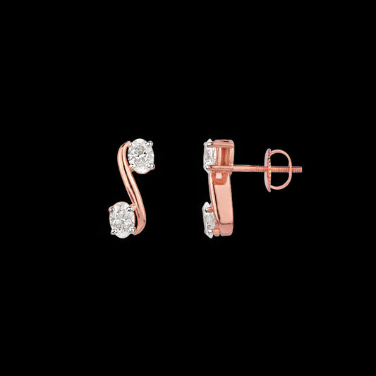 18K Rose Gold Diamond Earrings - 0.586ct VVS-VS-GH