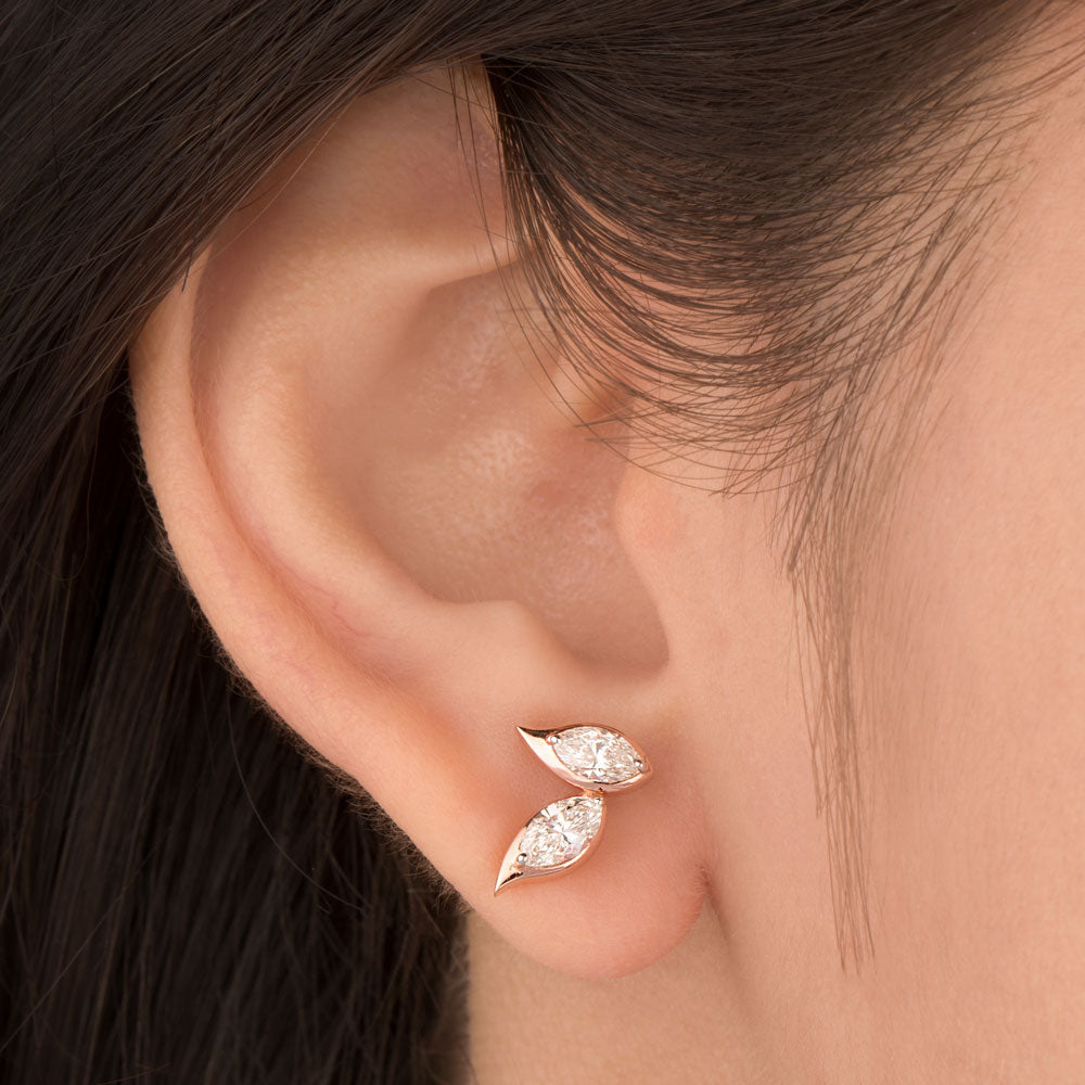 18K Rose Gold Diamond Earrings - 1.023ct VVS-VS-IJ