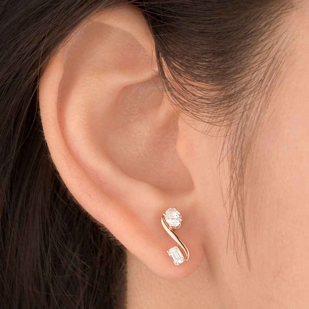 18K Rose Gold Diamond Earrings - 0.631ct VVS-VS-GH