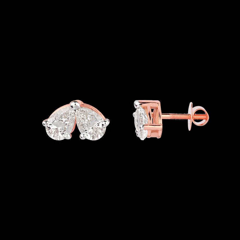 18K Rose Gold Diamond Earrings - 0.943ct VVS-VS-IJ