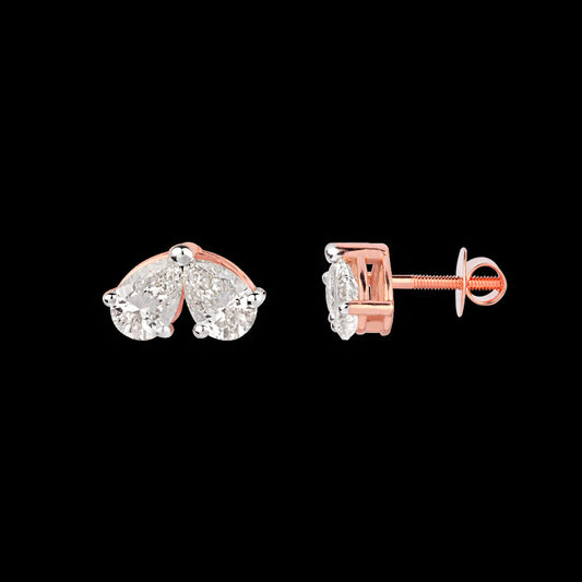 18K Rose Gold Diamond Earrings - 0.943ct VVS-VS-IJ