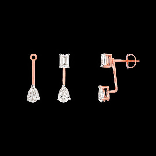 18K Rose Gold Diamond Earrings - 1.112ct VVS-VS-IJ