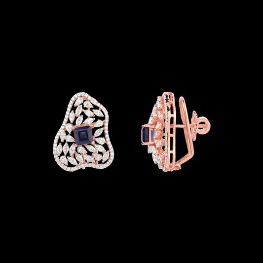 18K Rose Gold Diamond Earrings - 2.954ct VVS-EF with Colour Stones