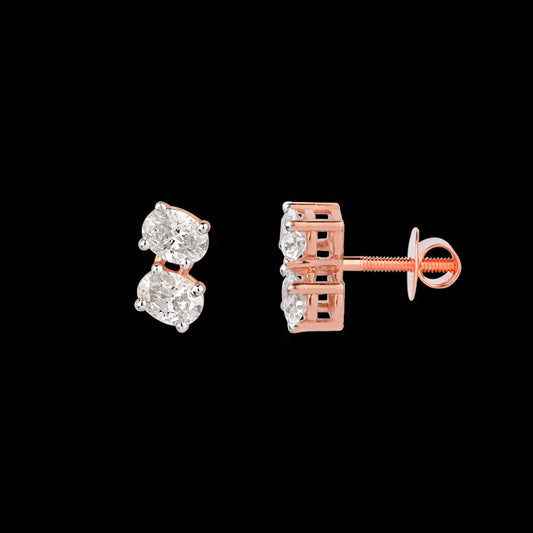 18K Rose Gold Diamond Earrings - 0.542ct VVS-VS-GH